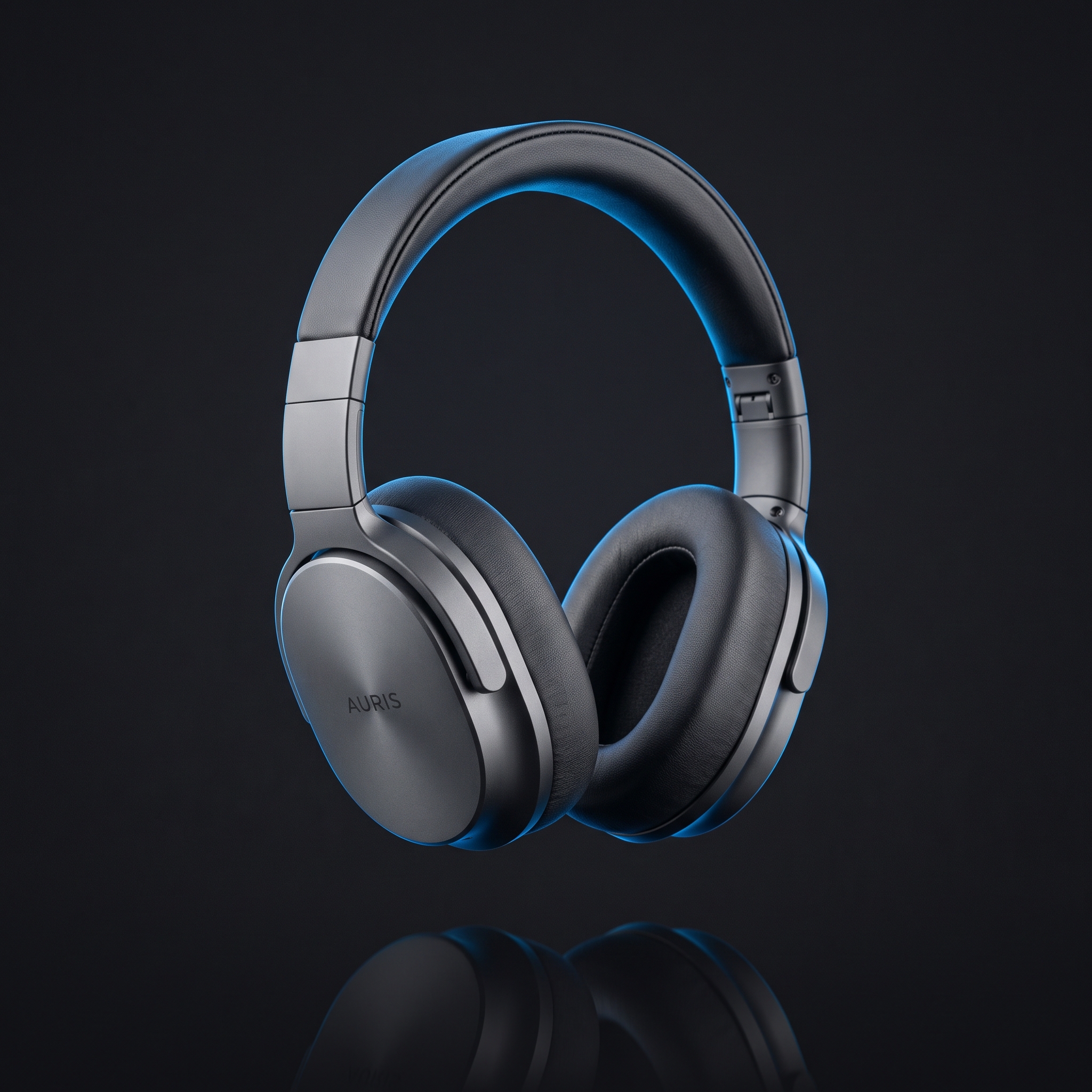 AURIS One headphones in Graphite with blue rim light