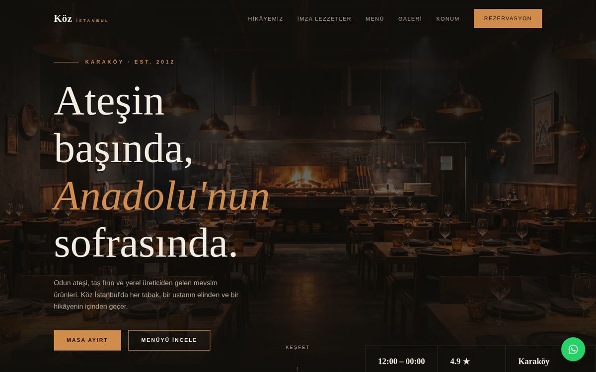 Köz İstanbul — gerçek proje ekranı